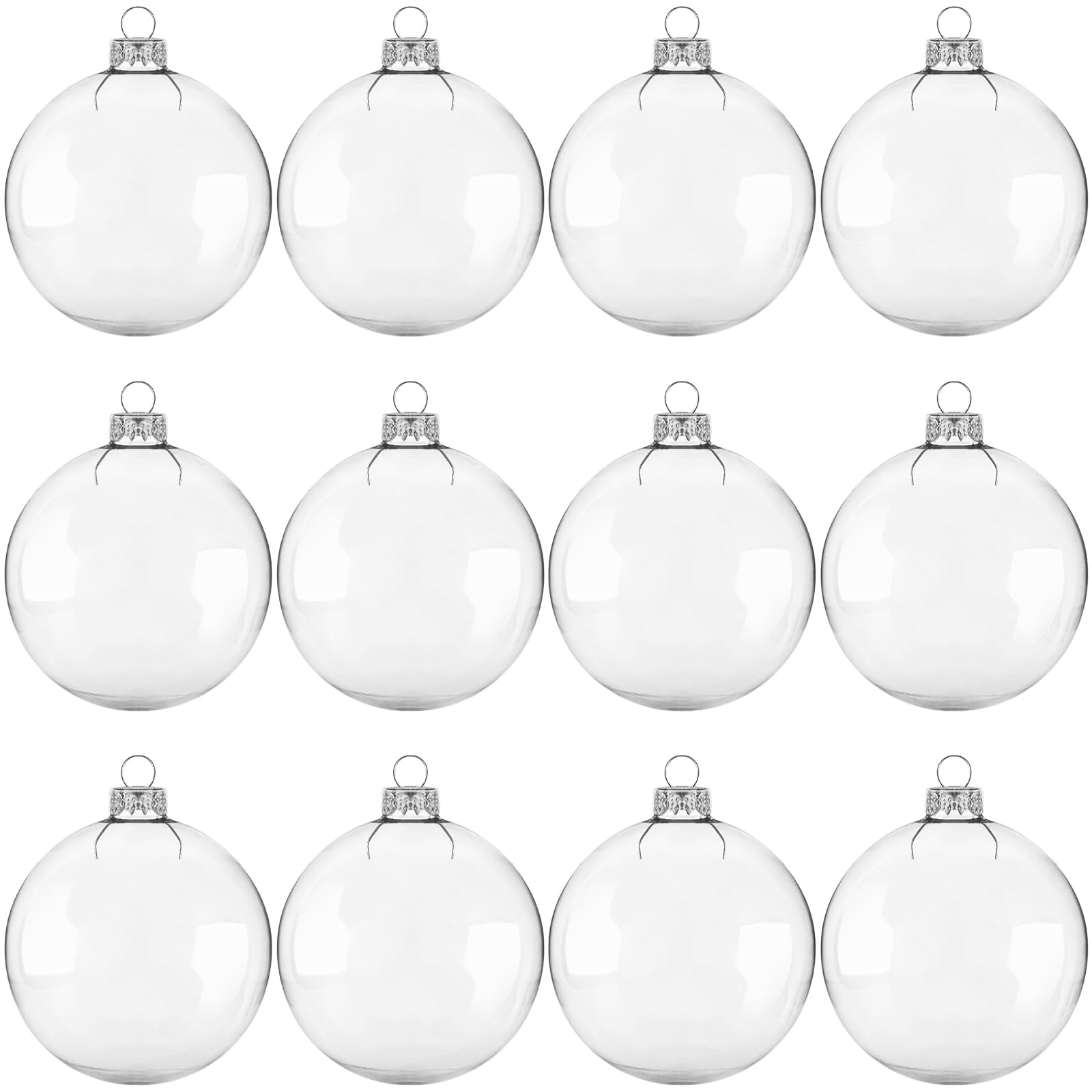 Photo 1 of 12 Pcs Clear Glass Ornament Balls,Removable Clear Hanging Ball,Xmas Fillable Balls for DIY Craft,Christmas Party,Xmas Tree,Wedding Decor(3.15 in)