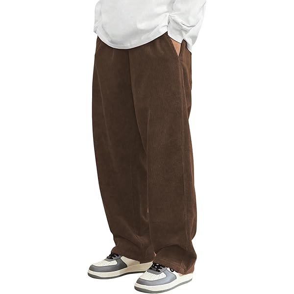 SOLY HUX Men's Corduroy Pants Casual Drawstring Elastic Waist