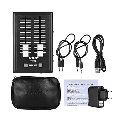 ammoon K1000 Professional Mini Handy Audio Sound Mixer Compact Mixer Taschenmischer 3.5mm Schnittstellen mit Netzteil