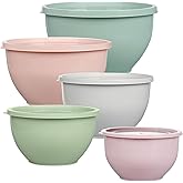 Greentainer Plastic Mixing Bowls with Lids Set for Kitchen, Nesting Bowls for Mixing, Baking, Prepping, Cooking and Serving Food, Mixing Bowls Dishwasher, Microwave Safe(Pink)