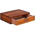 Wooden Single Drawer Unit - Solid Wood Monitor Stand w/Drawer for Desktop Organization and Storage - Stackable Desk Organizer Drawer - Rustic Nightstand Drawer w/Label Holder - Countertop Organizer