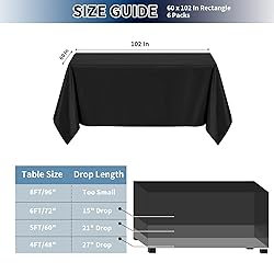 PureFit 6 Pack Black Table Cloths 60 x 102
