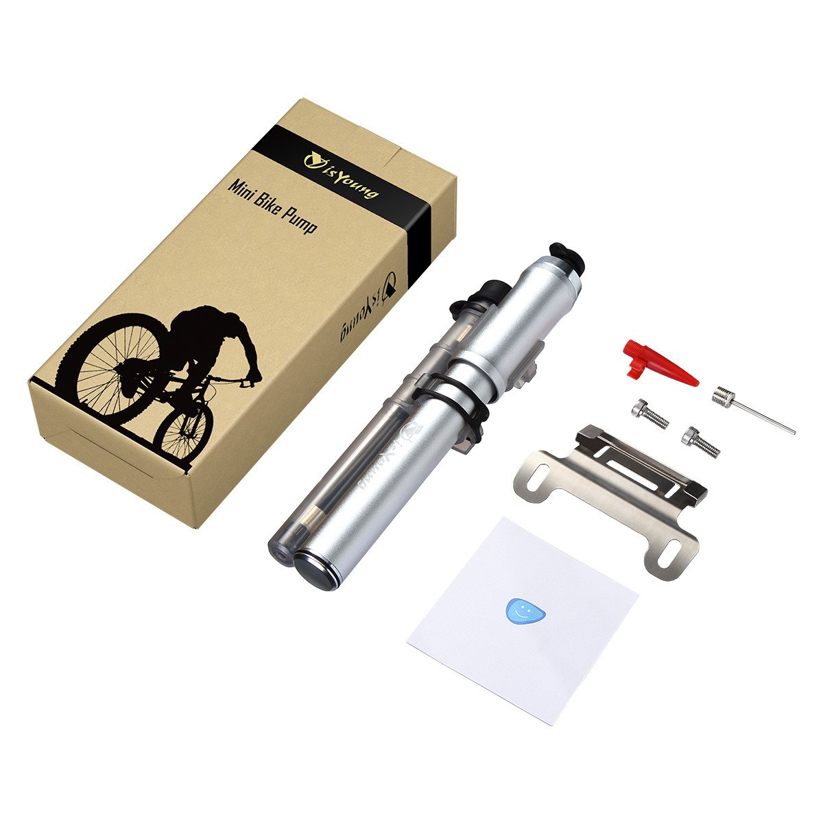 isYoung Pompe à Vélo Mini Pompe à Main Rétractile en Alliage d\'aluminium Portable pour Presta et Schrader Valve avec Support de Fixation Noir