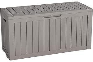NUNU LAB 72 Gallon Outdoor Storage Box,Deck Box Resin Large Sturdy, Backyard Outside Storage Box Waterproof with Double Wall Panels,Package Delivery Box,Garden Box,Outdoor Hose Storage Bin,Tool Box