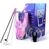 Jormungand 30 oz Tumbler with Straw Stainless Steel Vacuum Insulated Water Bottle with Replacement Lids Cup Holder Friendly Coffee Mug with Leak Proof Lid Gift for Women&Men (Aurora03)