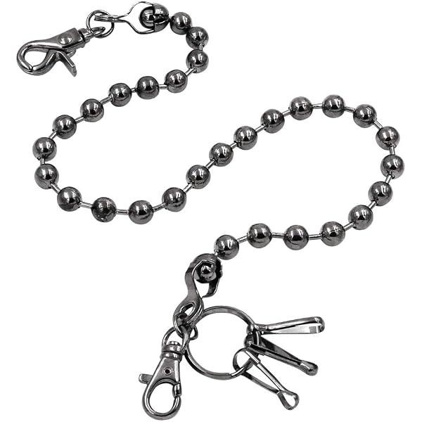 Uniqsum Thunderbolt Skull Wallet Chain - 29 Inch Biker Punk Keychain For Men & Women (Silver)