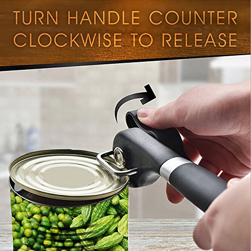 Huajun Restaurant Manual Stainless Steel Can Jar Opener , Safety Smooth Edge, Sharp Easy Turn Design with Good Soft Grips Handle