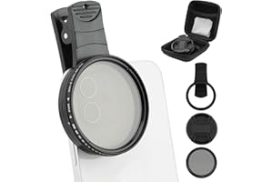 Tookie 52MM Variable ND2-ND400 Filter, Clip-on Phone Lens ND Filter Kit Multi-Coated Adjustable Neutral Density Filter Compat