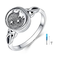 YAFEINI Moon and Star Urn Ring for Ashes Sterling