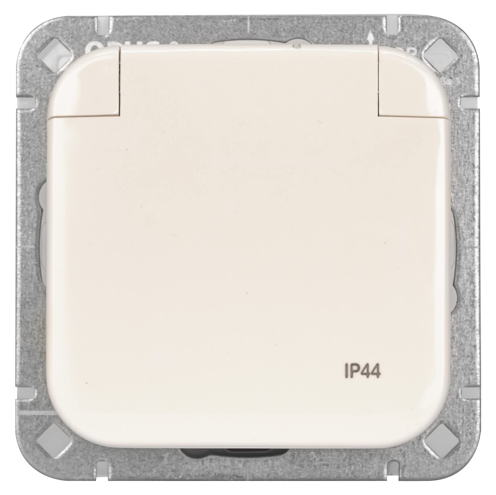OPUS® 1 Earthing Contact Socket Premium with Hinged Lid IP 44 Pure White