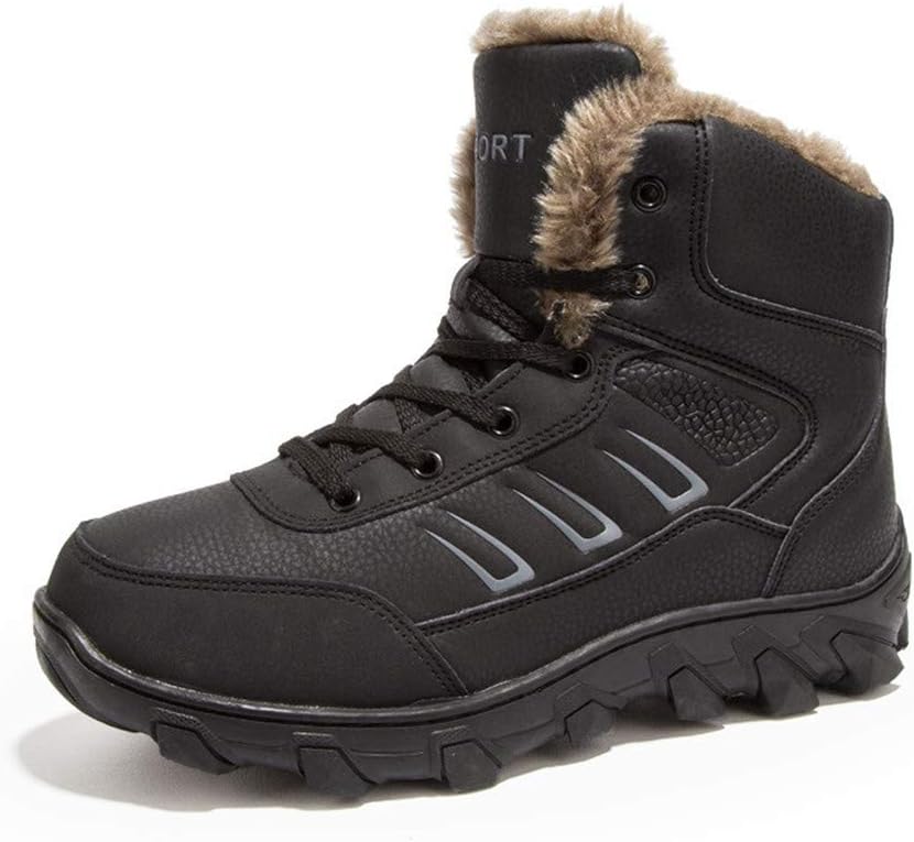 ALLAK Men's Snow Sneakers Snow Boots Warm Leather Fur Lined Non Slip Casual Outdoor Boots