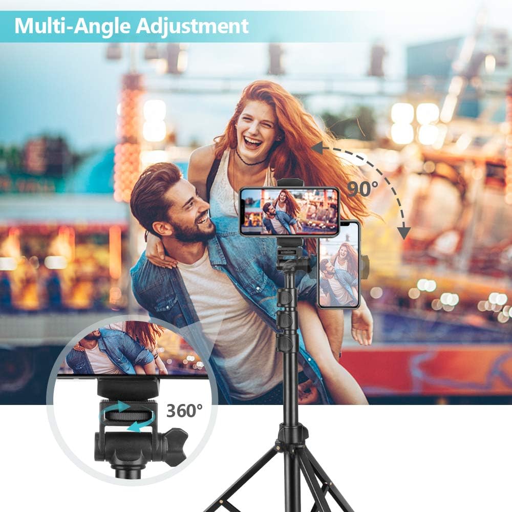 Selfie Stick & Phone Tripod, Sensyne 67" Extendable Travel Tripod Stand with Universal Phone/Pad Clip, Remote Shooting Compatible with iOS & Android Devices, Tripod for Video Shooting, Vlog: Camera & Photo