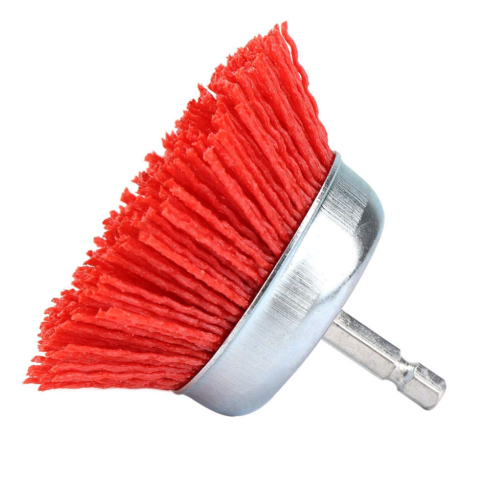 3Pcs 3-inch Abrasive Nylon Cup Brushes Set with 1/4 Inch Hex Shank Nylon Drill Brush Kit for Removal Rust Corrosion Paint, Include Grit 80 120 240 (3Pcs): Industrial & Scientific