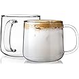 Amazon.com: Aquach 20 oz Large Glass Coffee Mugs with Handle Set of 2 ...