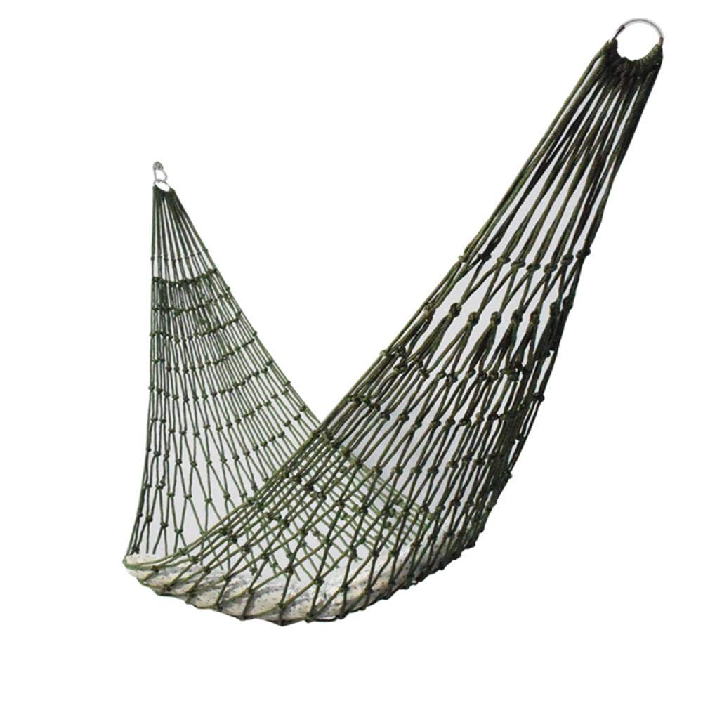 Single Person Mesh Hammock, Thick Nylon Fabric Camping Hammock Multifunctional Hammock Sleeping Net Bed for Hiking with Rope for Outdoor Garden