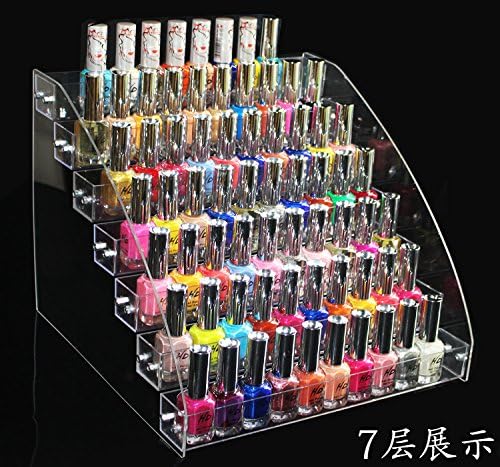 Acrylic Clear Makeup Cosmetic Nail Polish Varnish Display Stand Rack Organizer Holder (7-Tier Stand)