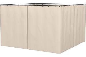 Outsunny 10' x 10' Universal Gazebo Sidewall Set with 4 Panels, Hooks/C-Rings Included for Pergolas & Cabanas, Beige