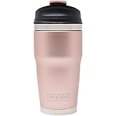 MyBevi Retro Wave Insulated Tumbler – Triple-Layer Vacuum Stainless Steel Coffee & Tea Travel Cup, Spill-Resistant Lid - 12 oz, Rose Gold