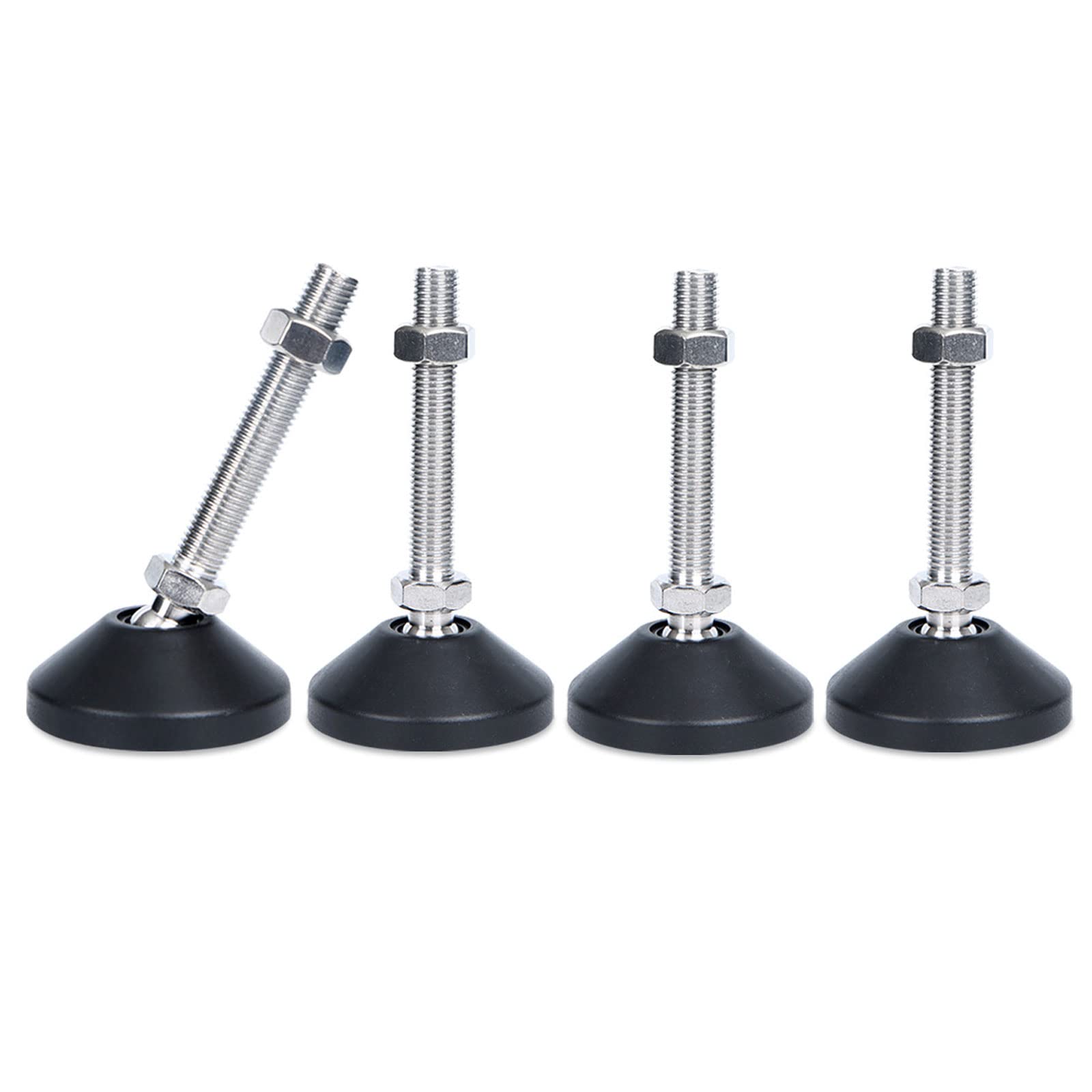SHUIOG Pack of 4 Adjustable Foot M12 x 80 mm Adjusting Screw, Furniture Foot Base Foot Can Carry Adjustable Feet Adjusting Plate Adjustable Foot Maximum 20° Tilt (4 Pieces M12 x 80 mm x 40 mm)