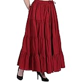 Wevez Women's Flowy Renaissance Long Maxi Tiered Peasant Dance Skirt, Plus Size 0X to 3X