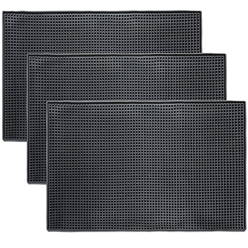 Homtone 45 x 30 cm Set of 3 Black Bar Mats Kitchen Mat for Glasses Cocktail Counter