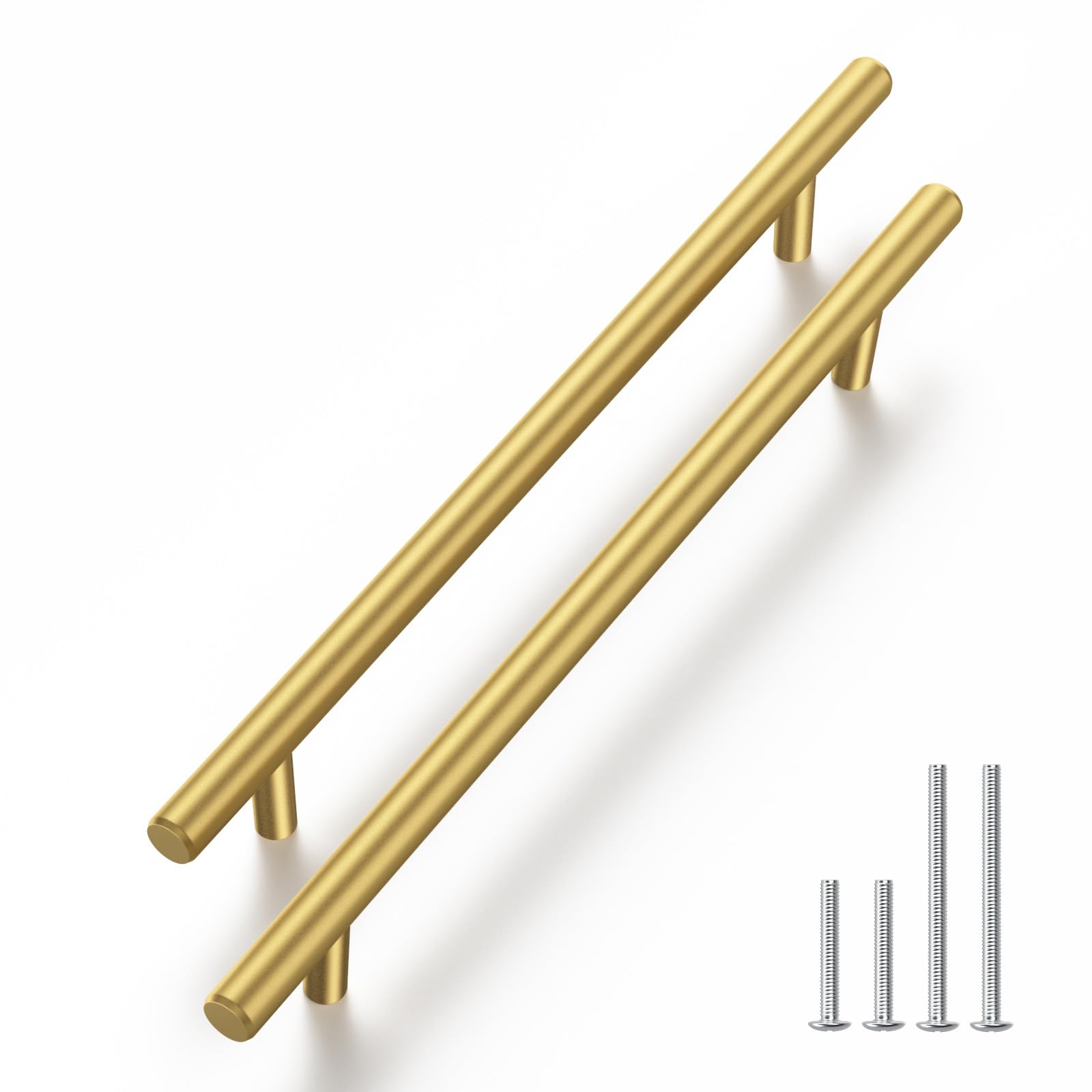 Photo 1 of Haliwu 5 Pack Cabinet Handles Brass Gold Cabinet Pulls 6-1/4 Inch Hole Center Drawer Pulls Modern Bar Dresser Handles for Bathroom Kitchen Bedroom
