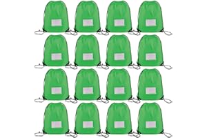 CODOBON 16 Pack Drawstring Bags,Bulk Draw String Backpack, DIY Gym Sports Cinch Bag Sackpack for Women Men, Green