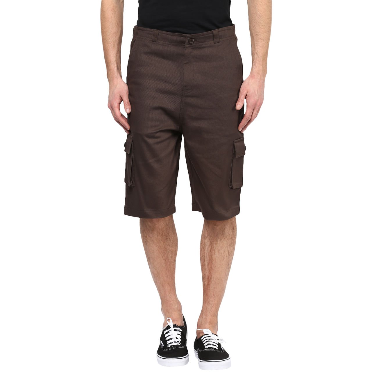 hypernation brown color cotton 3/4th shorts for men