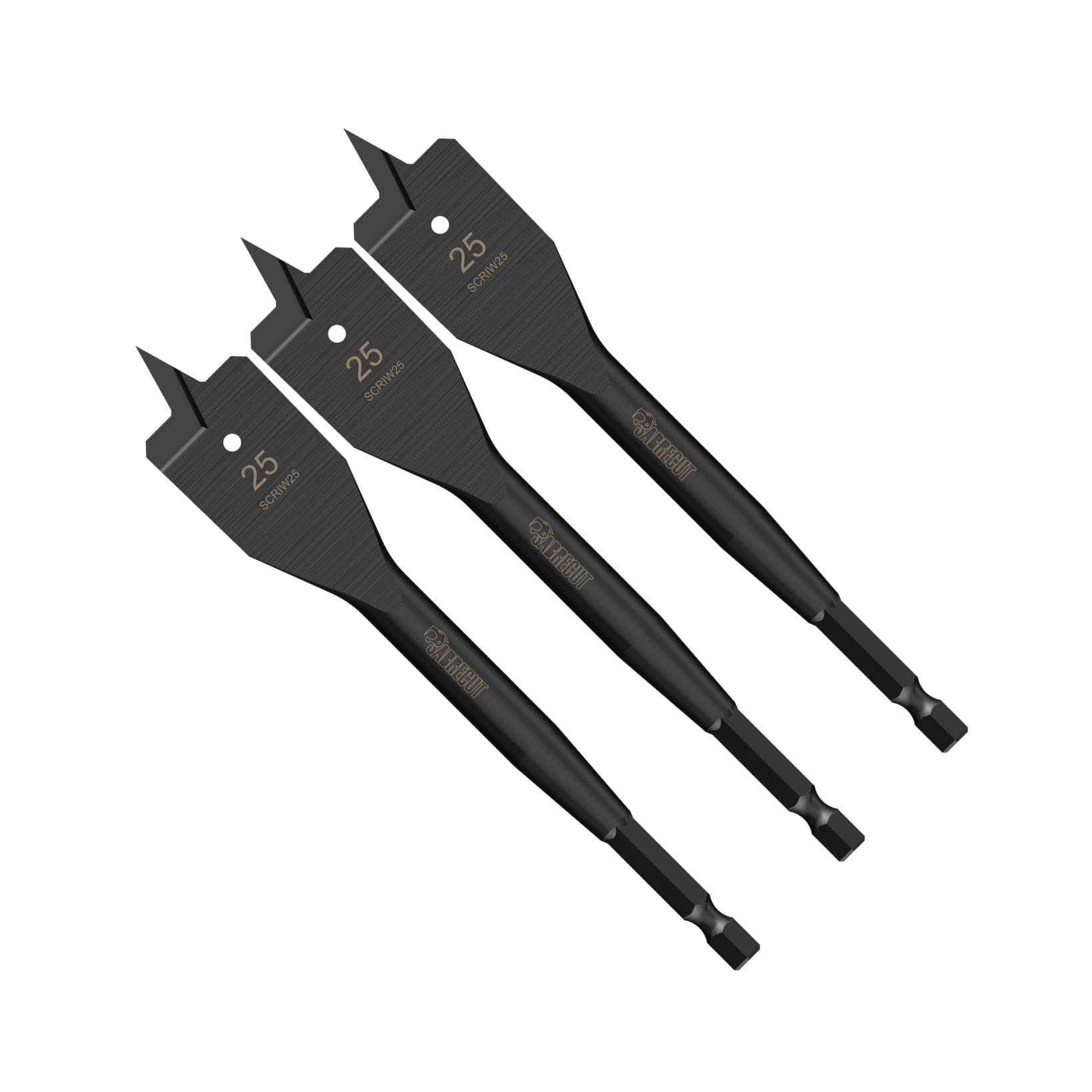 3 x SabreCut SCRIW25_3 25mm x 152mm Impact Rated Flat Wood Spade Bits for Softwood Hardwood Chipboard