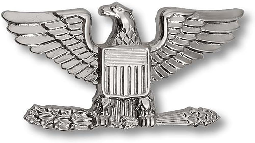 US Army Rank Colonel Left Lapel Metal Silver Hat Pin Emblem