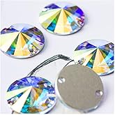 Flatback Sew On Rhinestones for Garments Clothes Crafts Sewing Beads Decorations, Crystal K9 Glass (Round AB, 18mm 18pcs)
