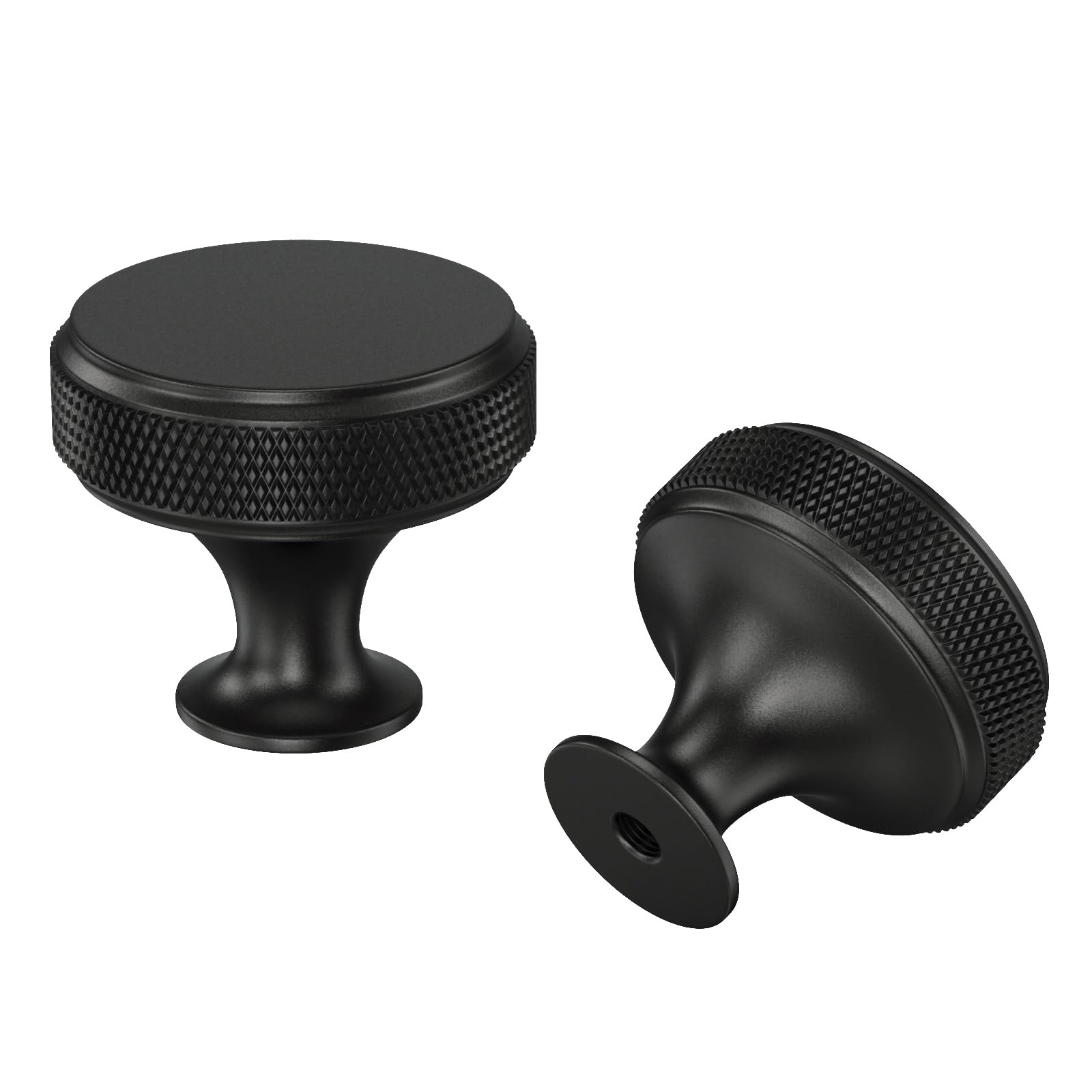 LONTAN 10 Pack Black Drawer Knobs Black Cabinet Knobs Knurled Black Knobs Matte Black Cupboard Knobs Matte Round Kitchen Cupboard Knobs Black Door Knobs
