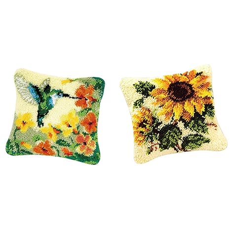 Amazon Com Baosity 2 Set Flower Pattern Pillow Latch Hook Rug Kit
