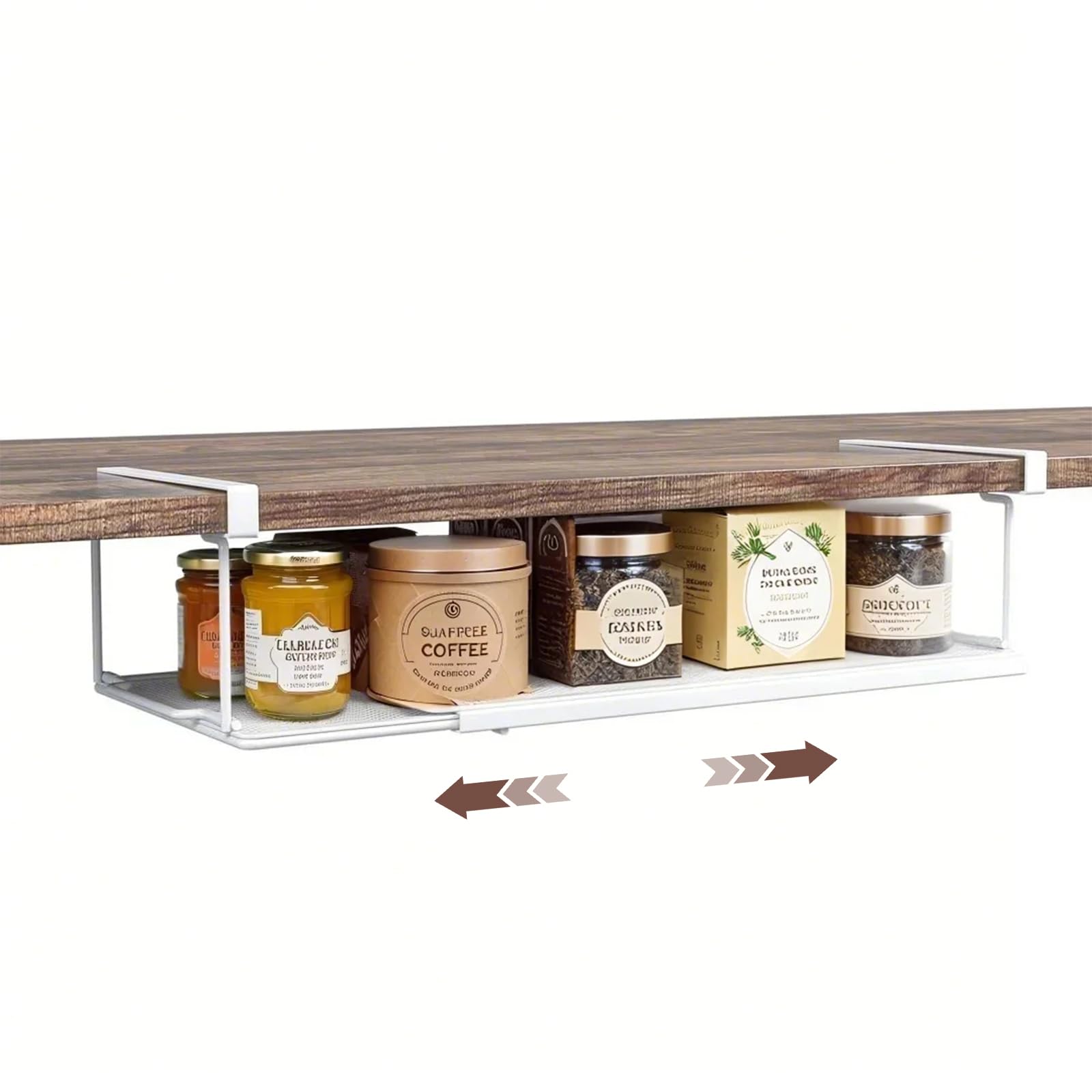Photo 1 of PowerKing Expandable Under Cabinet Shelf, Adjustable Length Under Shelf Storage with Thick Clips 10lbs Capacity for Kitchen, Laundry, Shoe, Under Office Desk & Wardrobe Partition (White, 5.11'' H)
