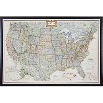 Craig Frames Wayfarer, Executive United States Push Pin Travel Map, Brazilian Walnut frame and Pins, 24 by 36-Inch