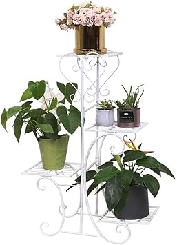 Amazon フラワースタンド フラワーラック アイアン 花台 鉢植え 観葉植物棚 園芸ラック 3段 4段 屋外 室内 おしゃれ ハート フラワースタンド 園芸ラック