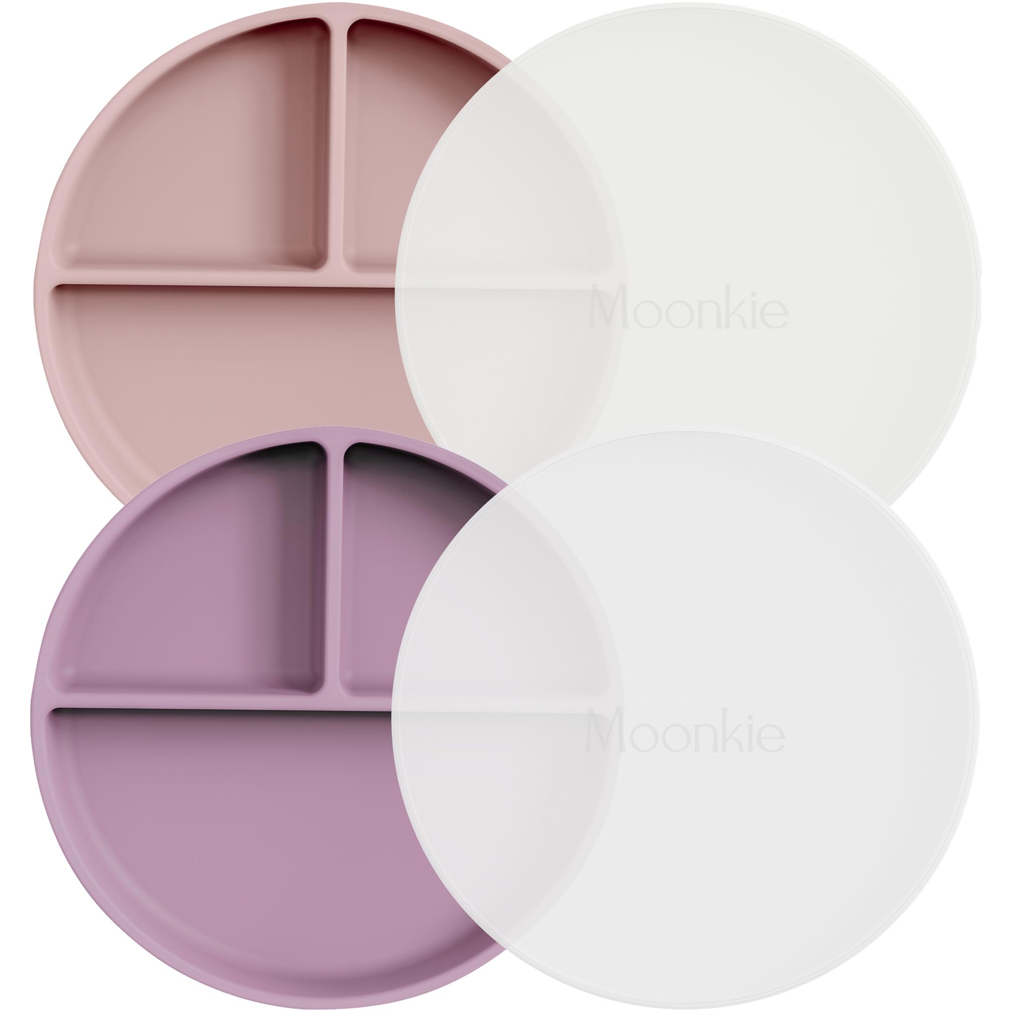Photo 1 of Moonkie Suction Plates for Baby | 100% Silicone BPA-Free Baby Plates with Lids and Food Cover | Divided Design | Microwave and Dishwasher Safe | Toddler Plates 2 Pack