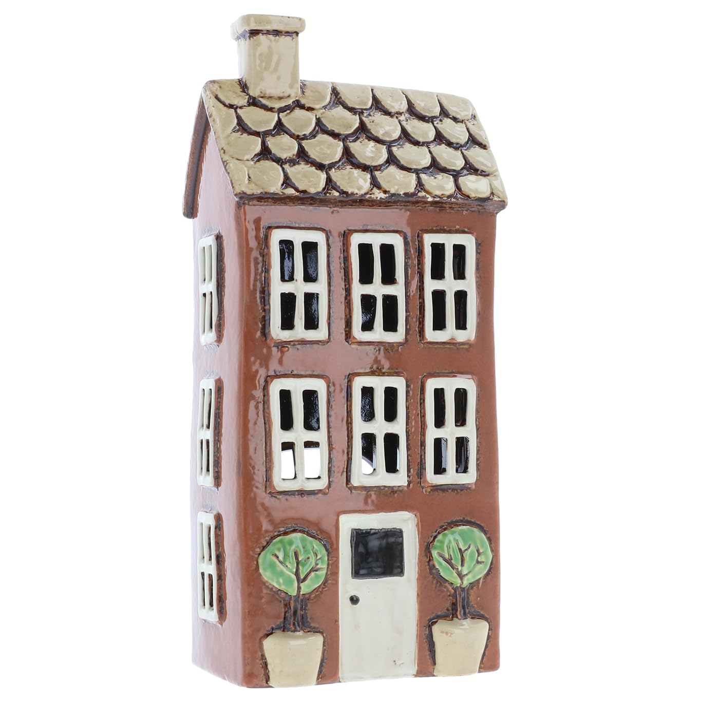 Shudehill Giftware Ceramic Village Pottery Garden House Tealight Holder, Home Ornament Candle Holder (Tall Brick) — image 1