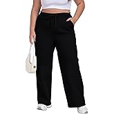 Cheapestbuy Womens Plus Size Sweatpants Straight Leg Baggy Pants Drawstring Casual Pants Athletic Joggers with Pockets