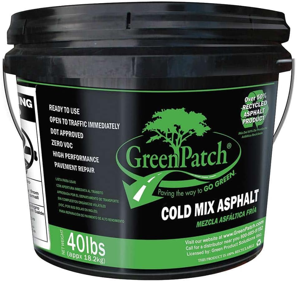 GreenPatch Permanent Pavement Repair Patch, 40 lb. Size, Pail Container Type