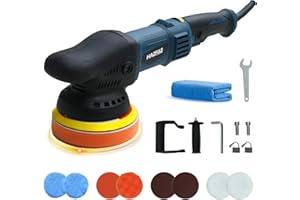 HAZFAS Buffer Polisher,5 inch Dual Action Polisher, 5800 RPM, 6 Variable Speed Rotary Car Buffer Polisher Blue