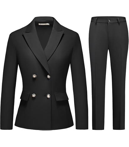 Kelyaa Women's 2 Piece Suit Lady 2 Button Notched Lapel Business