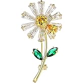 WCRAZYE Sunflower Flower Brooch Pin for Women Girls Elegant Enamel Crystal Rhinestone Yellow Flower Plant Brooch Pin, Charm Sun Flower Coat Brooch for Mom Christmas Valentine's Day Jewelry Gifts