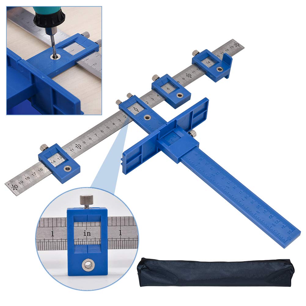 Angzhili Drill Punch Locator Drill Guide Sleeve Cabinet Hardware door handle jig Drawer Pull Jig Wood Drilling Dowelling Tools Punch Locator Installation of Handles Knobs on Doors or Drawer Pull