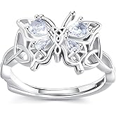 LUHE Butterfly Ring for Women 925 Sterling Silver Celtic Knot Butterfly Ring Celtic Jewelry Gifts for Women