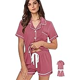 WJing Yi Jia 3Pcs Womens Pajamas Set XS-XXL Soft Sleepwear Knitted Pajama sets for women Button Down Pj Lounge Set Nightwear
