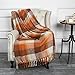 Home Decorations Super Soft Vintage Fluffy Plaid Throw Blanket-100% Acrylic Cashmere-Like- Bedspread Picnic Tailgate Stadium RV Camping Blanket Throw with Fringe,50