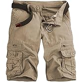 Mens Cargo Shorts Cotton Work Shorts Multi Pocket Casual Workout Shorts for Men NO Belt