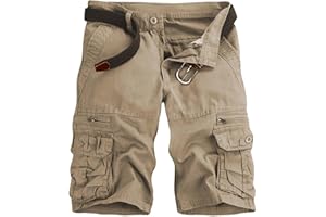 GLESTORE Mens Cargo Shorts Cotton Work Shorts Multi Pocket Casual Workout Shorts for Men NO Belt