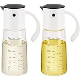 Vucchini Oil Dispenser Olive Oil Dispenser Bottle Set 10 oz for Kitchen Cooking - Auto Flip Condiment Container With Leakproof Vinegar Glass Cruet Non-Drip Spout